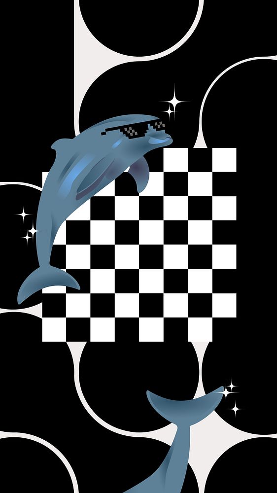 Checkered pattern iPhone wallpaper, swag dolphin background