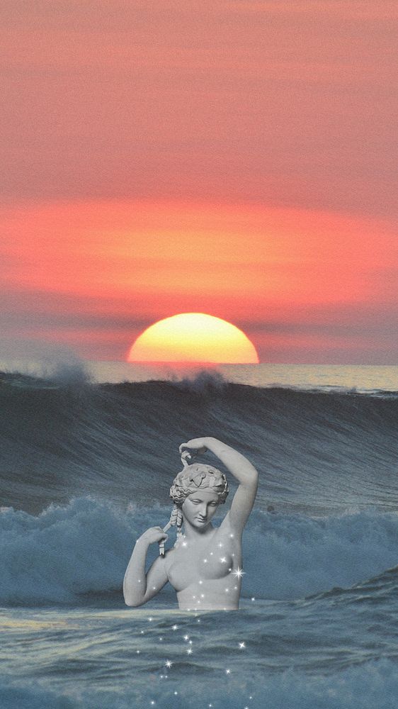 Sunset & sea wave iPhone wallpaper