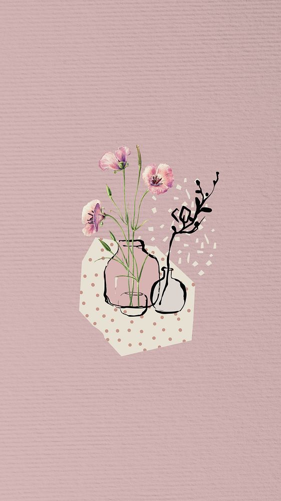 Pink flower vase mobile wallpaper