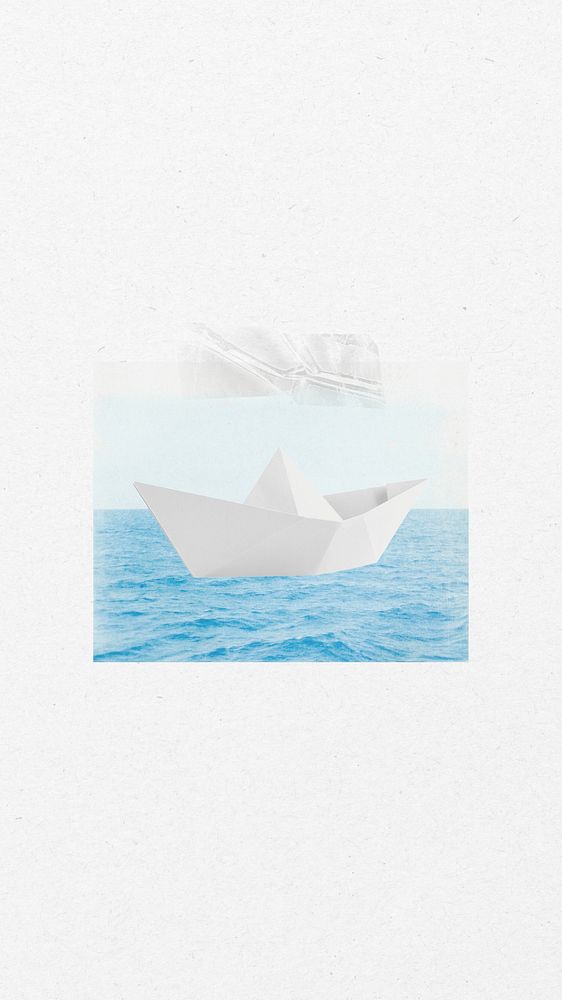 Aesthetic white iPhone wallpaper, paper boat design