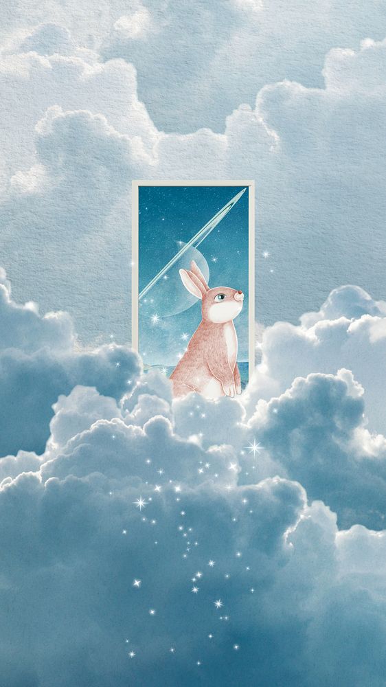 Surreal rabbit sky iPhone wallpaper, dreamy background