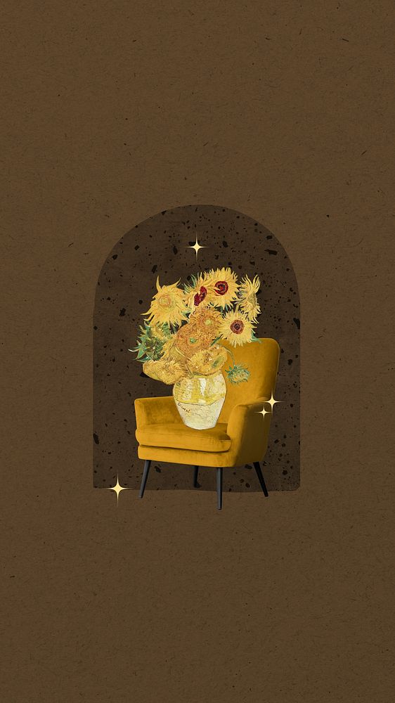 Van Gogh's sunflowers iPhone wallpaper, remixed by rawpixel