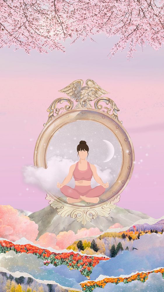 Aesthetic pink yoga iPhone wallpaper