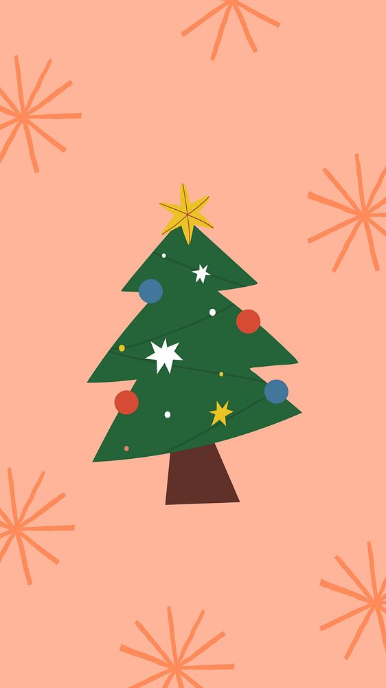 Christmas tree doodle iPhone wallpaper