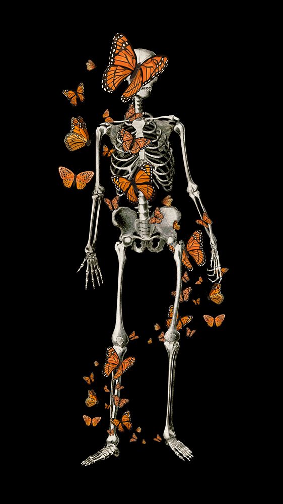 Skeleton Halloween dark iPhone wallpaper