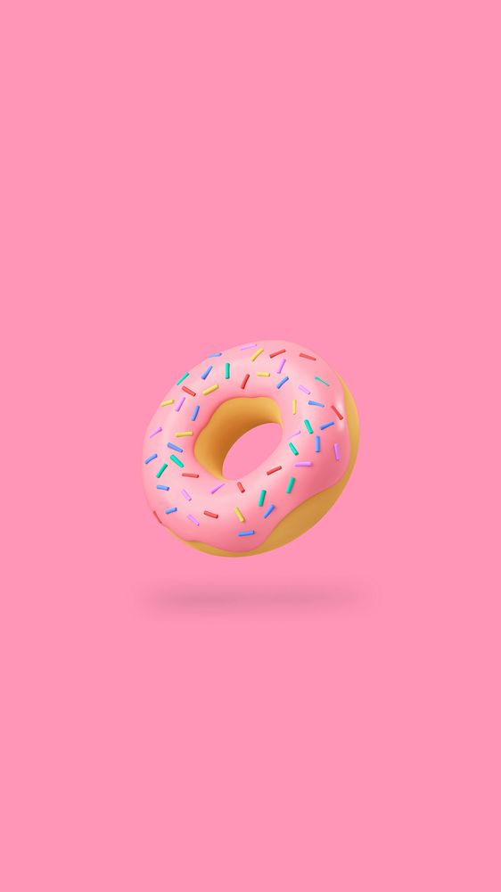 Cute pink donut iPhone wallpaper
