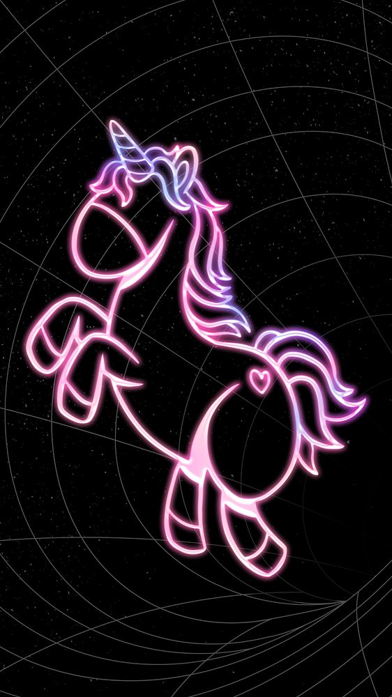 Neon unicorn, dark iPhone wallpaper