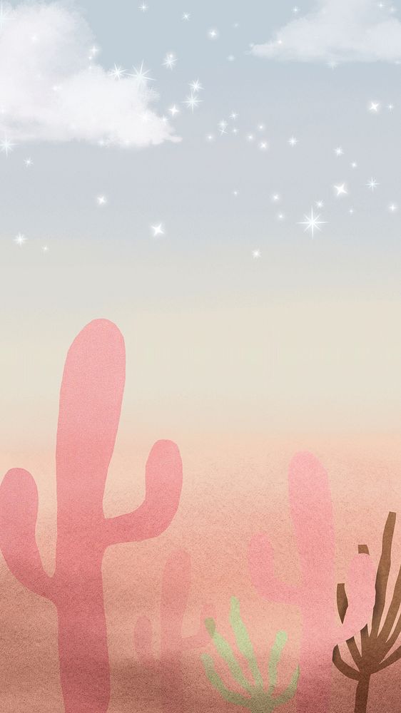 Aesthetic cactus gradient iPhone wallpaper