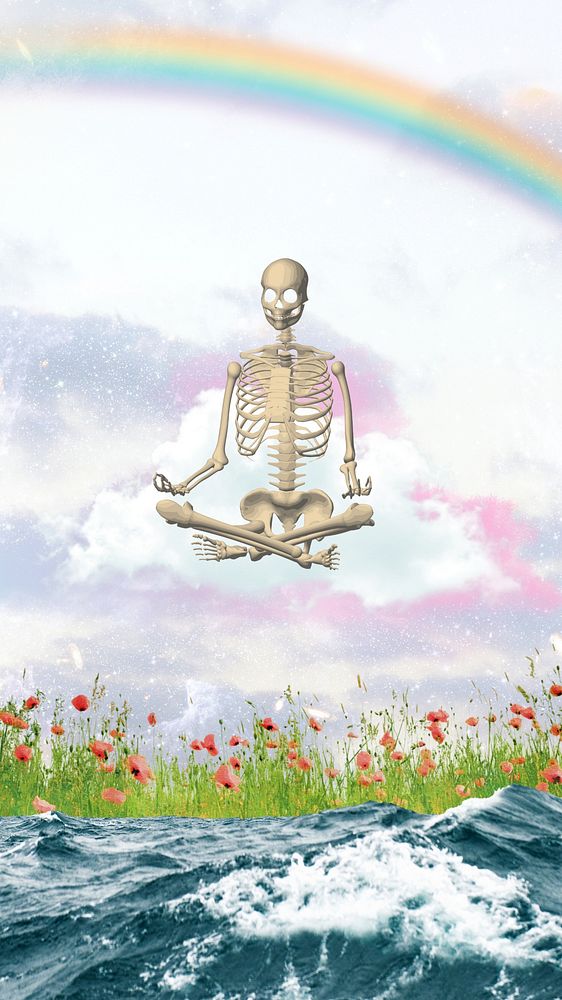 Aesthetic skeleton yoga iPhone wallpaper