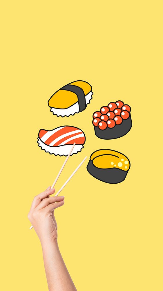 Sushi food yellow iPhone wallpaper