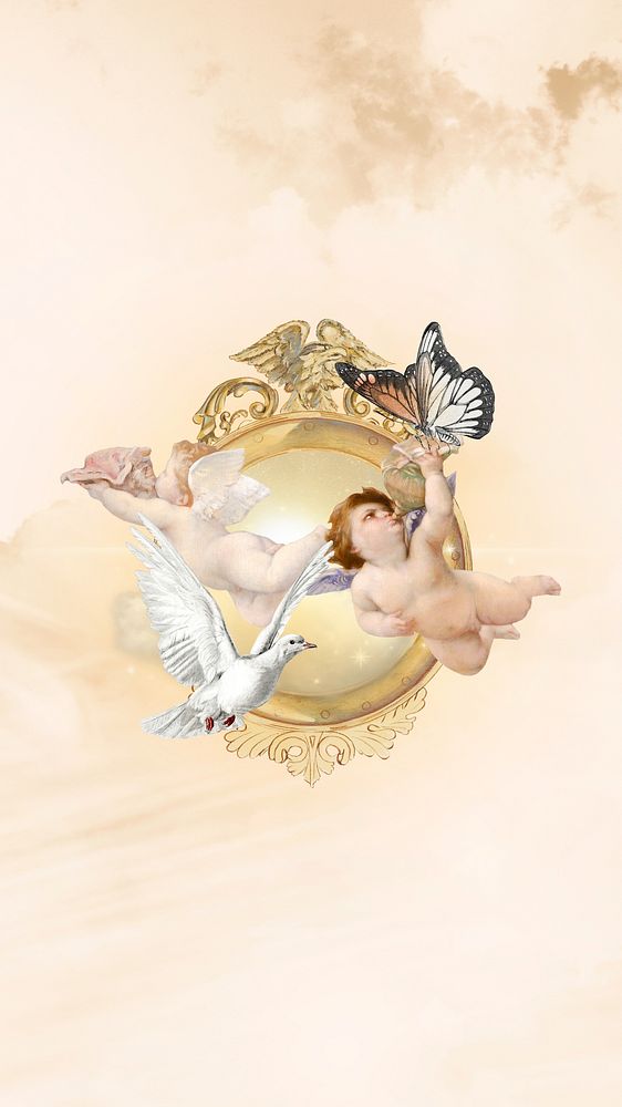 Vintage aesthetic angels iPhone wallpaper | Premium Photo Illustration ...