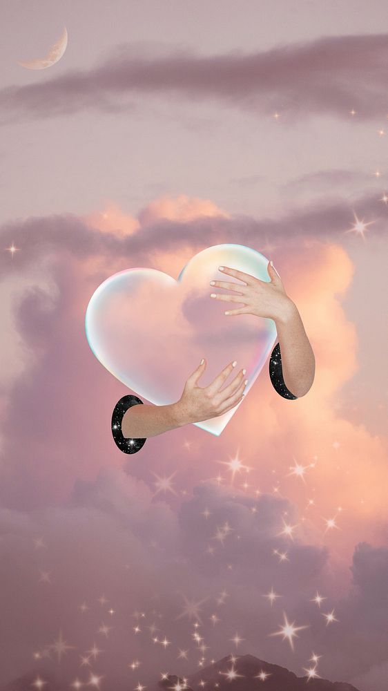 Dreamy sky heart iPhone wallpaper