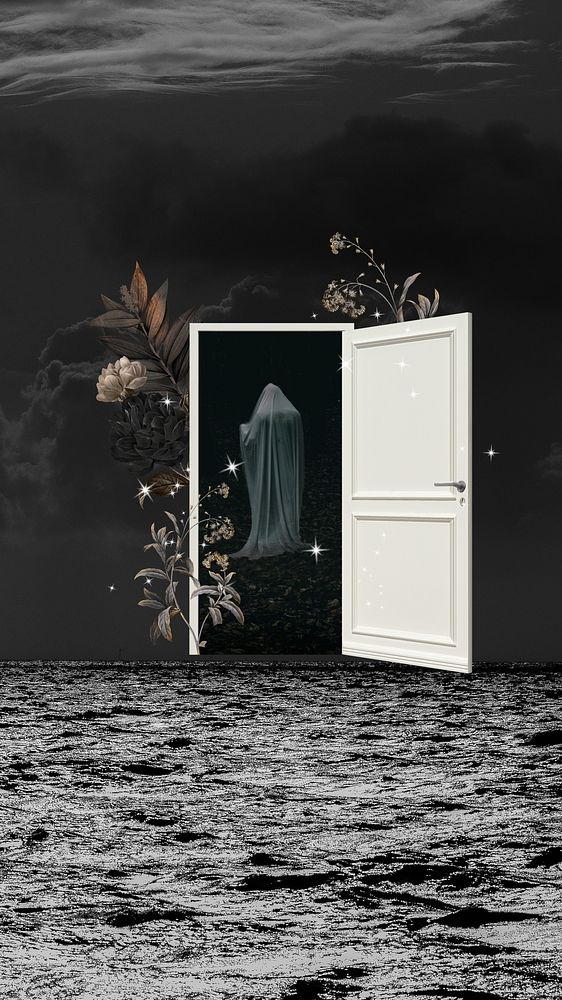 Door to death iPhone wallpaper, horror design 