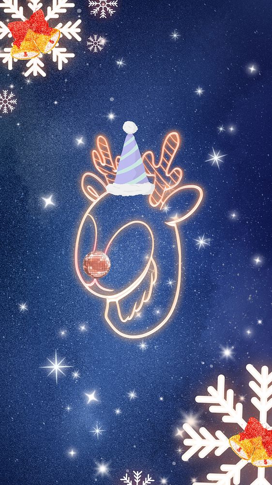 Christmas reindeer blue iPhone wallpaper