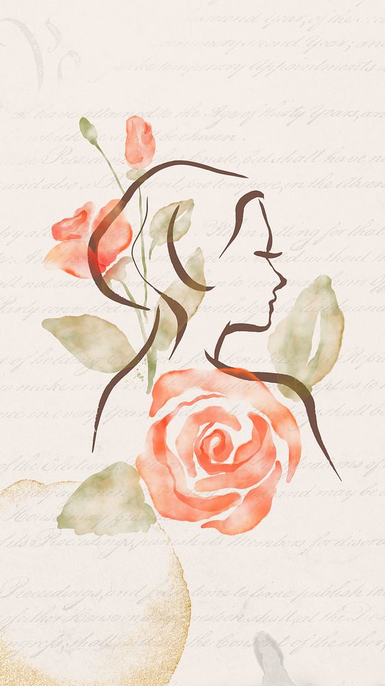 Aesthetic woman line art iPhone wallpaper