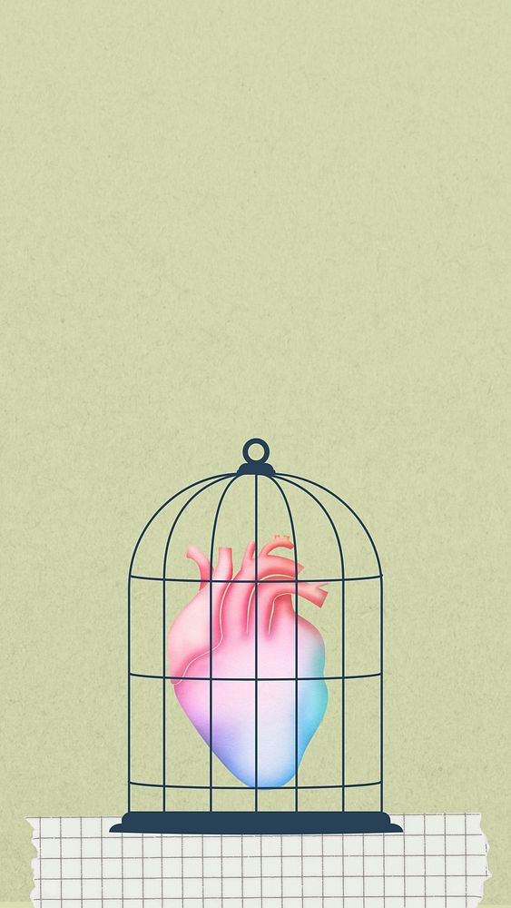 Aesthetic caged heart phone wallpaper