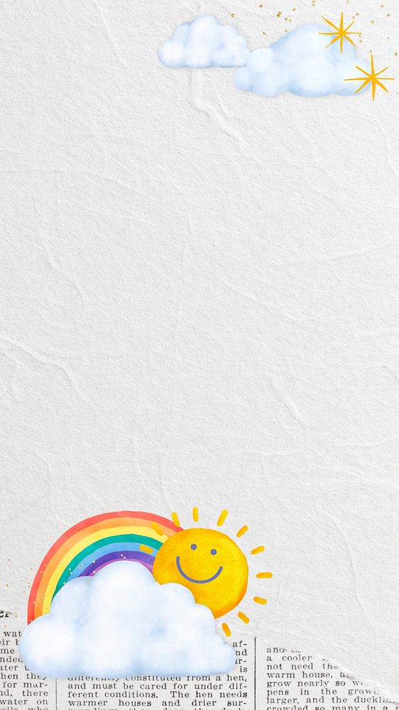 Cute sunny weather phone wallpaper, aesthetic paper collage