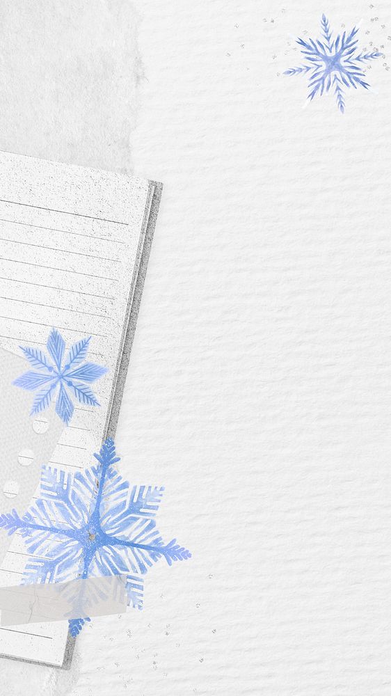 Aesthetic Winter journal iPhone wallpaper, white paper textured background