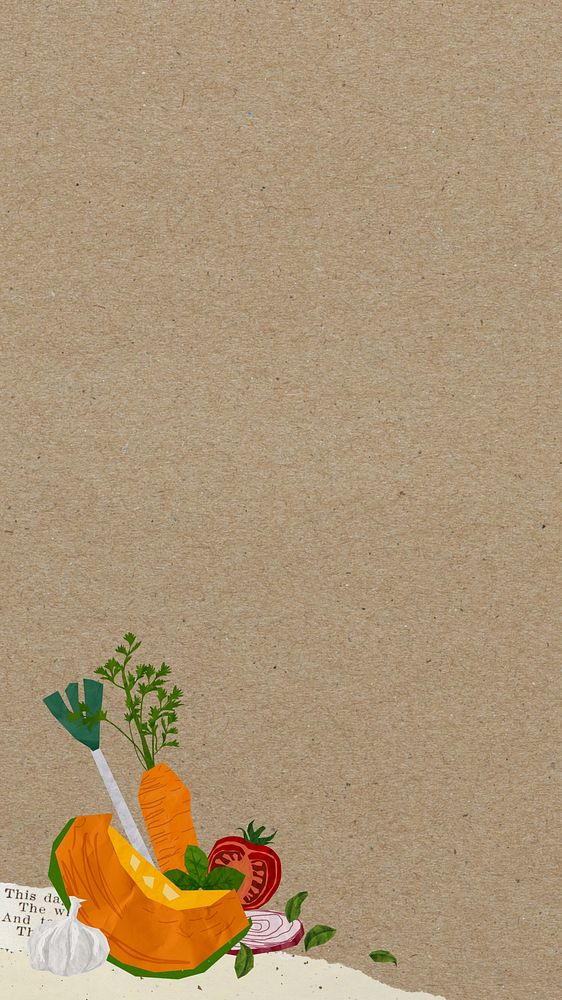 Healthy vegetables food iPhone wallpaper, cute paper collage