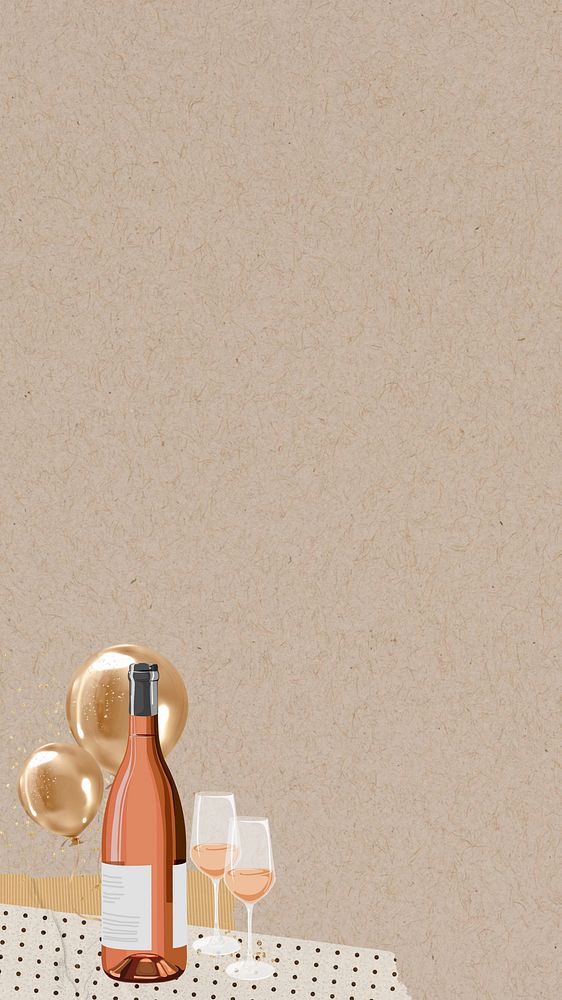 Aesthetic champagne celebration phone wallpaper, paper textured background