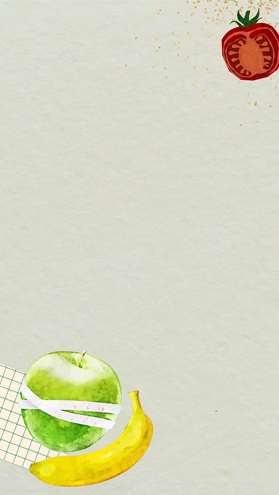 Healthy food mobile wallpaper, fruits border background