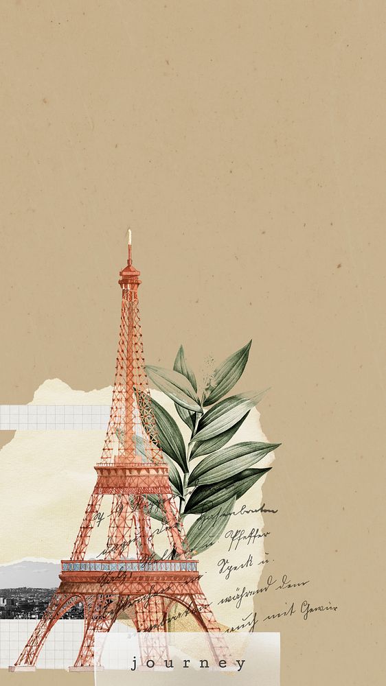 Eiffel tower aesthetic mobile wallpaper, travel collage background