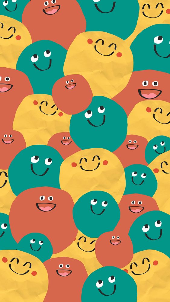 Smiling emoji pattern phone wallpaper