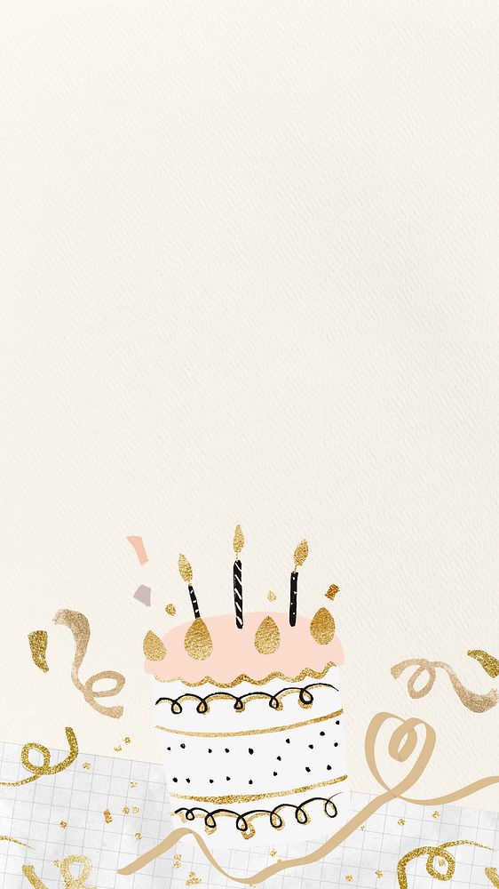 Birthday celebration cake iPhone wallpaper, beige background