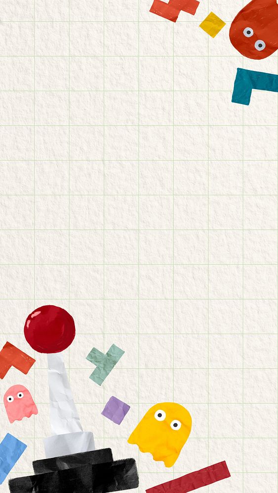 Cute game border iPhone wallpaper, grid design