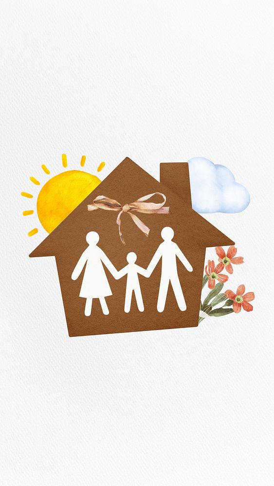 Family home illustration mobile wallpaper