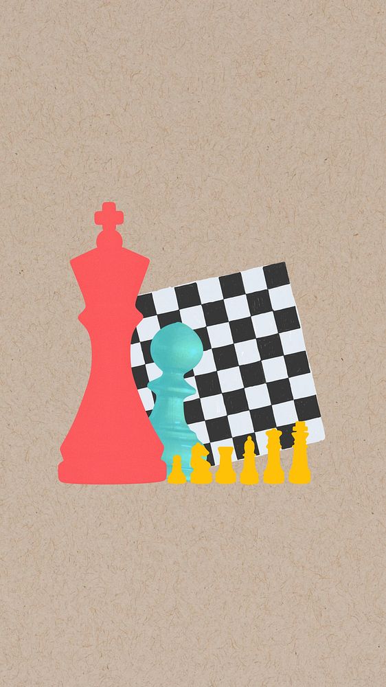 Chess game iPhone wallpaper, retro design