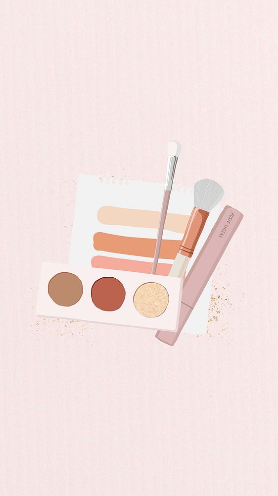 Beauty makeup aesthetic phone wallpaper, paper collage background