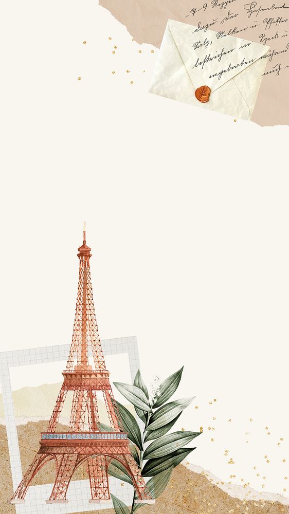 Eiffel tower aesthetic mobile wallpaper, travel collage background