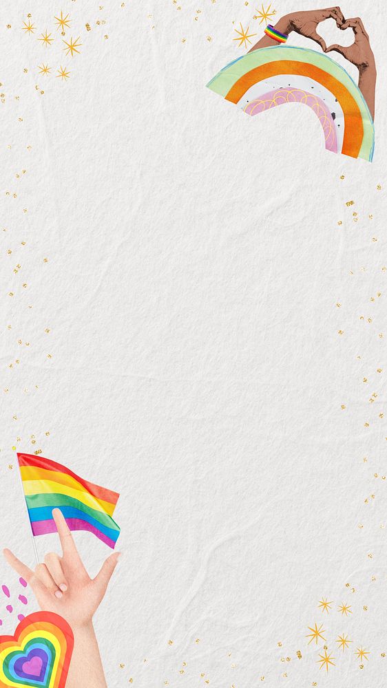 LGBTQ pride celebration phone wallpaper, off-white textured background