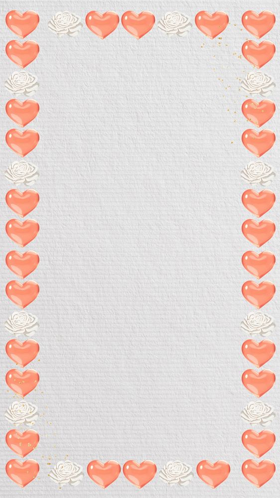 Cute heart frame phone wallpaper, Valentine's Day background