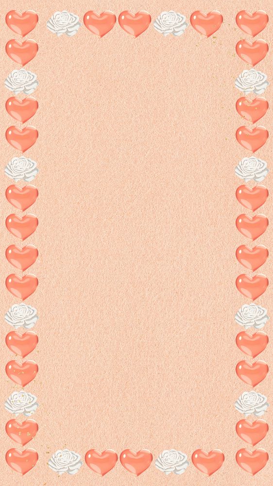 Cute heart frame phone wallpaper, Valentine's Day background