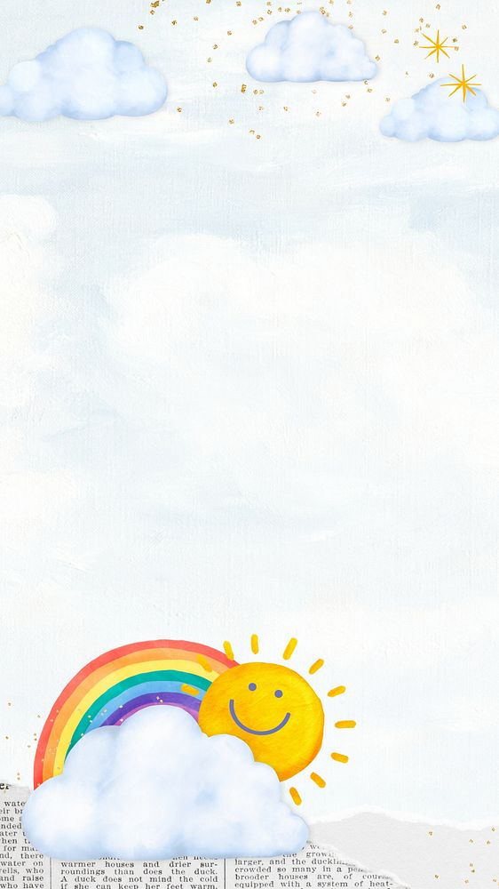 Cute sunny weather phone wallpaper, aesthetic paper collage