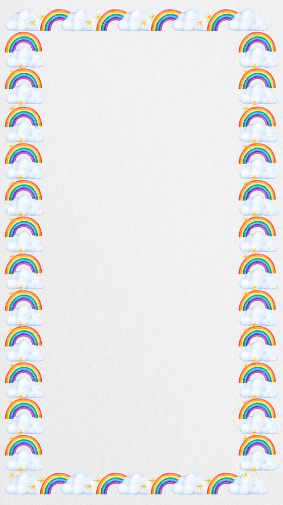 Cute rainbow frame iPhone wallpaper, weather collage