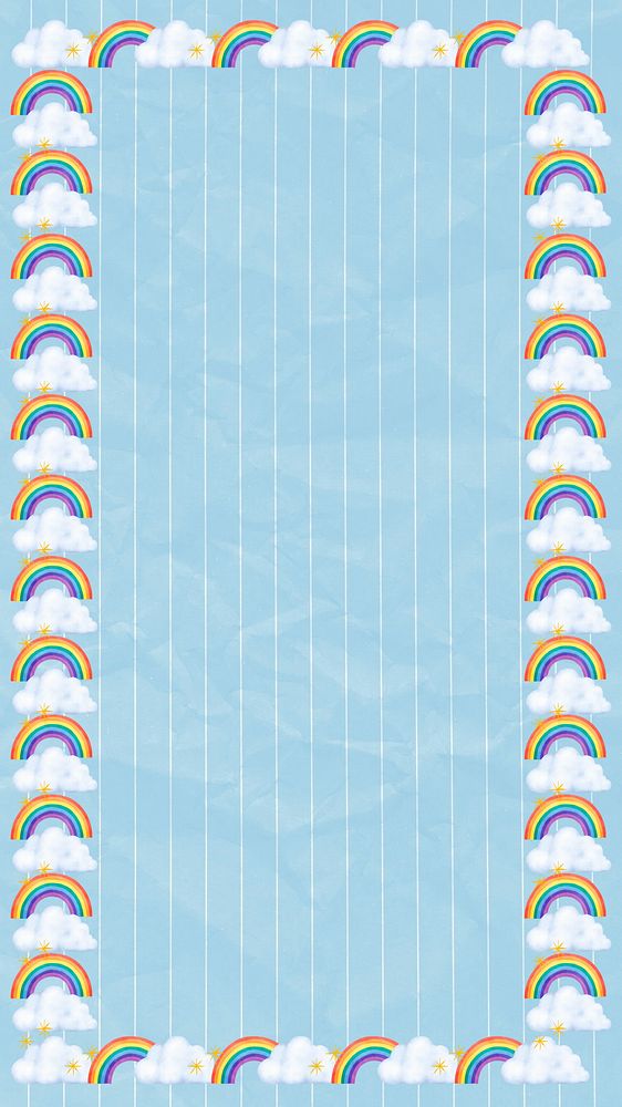 Cute rainbow frame iPhone wallpaper, weather collage