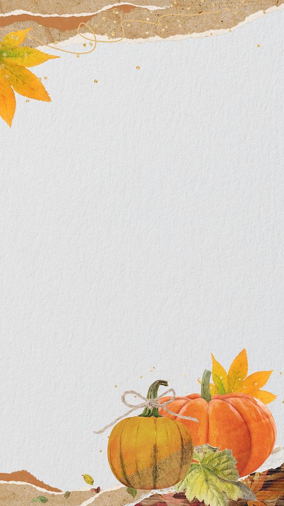 Aesthetic Autumn pumpkin iPhone wallpaper, seasonal collage background