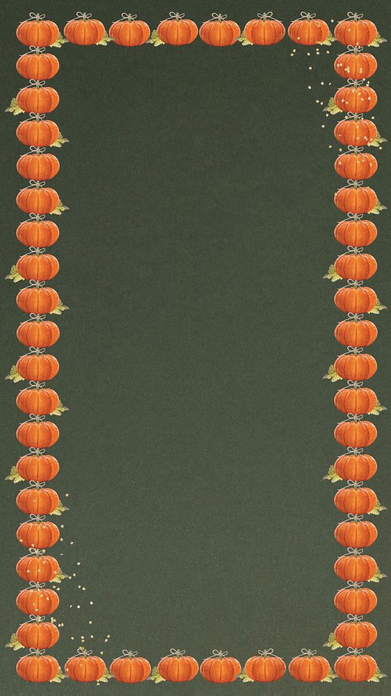 Autumn pumpkin frame phone wallpaper, aesthetic patterned design