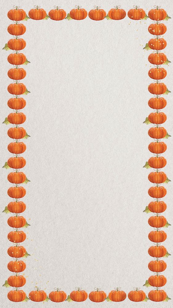 Autumn pumpkin frame phone wallpaper, aesthetic patterned design