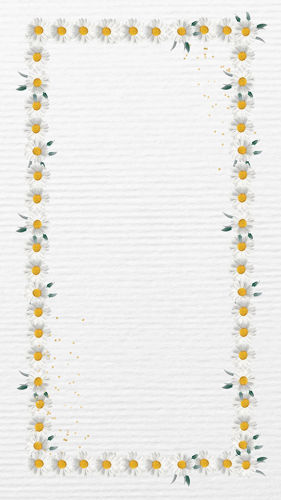 White daisy frame iPhone wallpaper, remix illustration