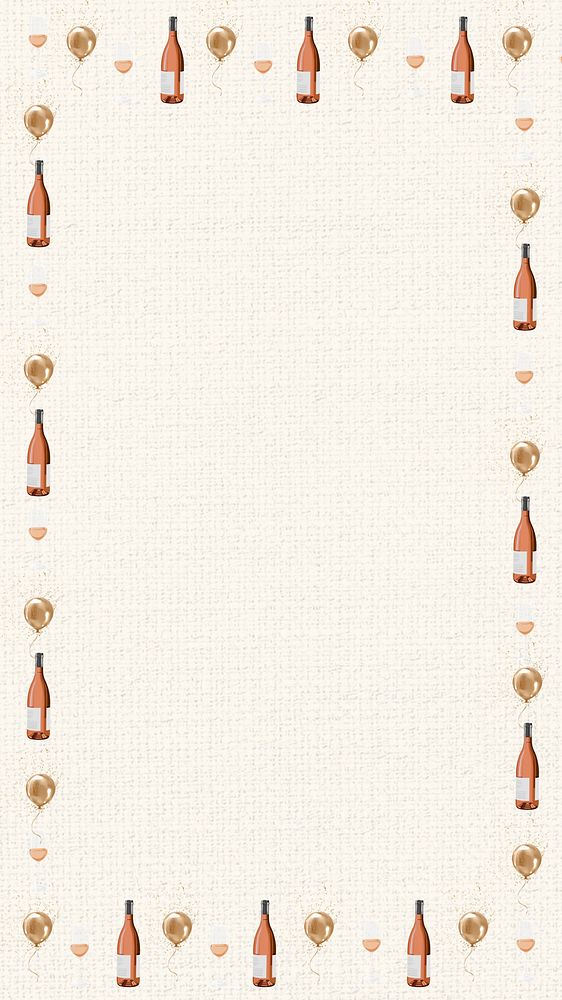 Champagne patterned frame phone wallpaper, paper textured background