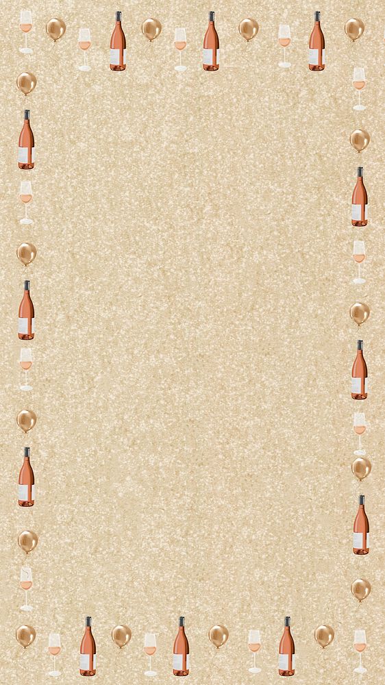 Champagne patterned frame phone wallpaper, paper textured background