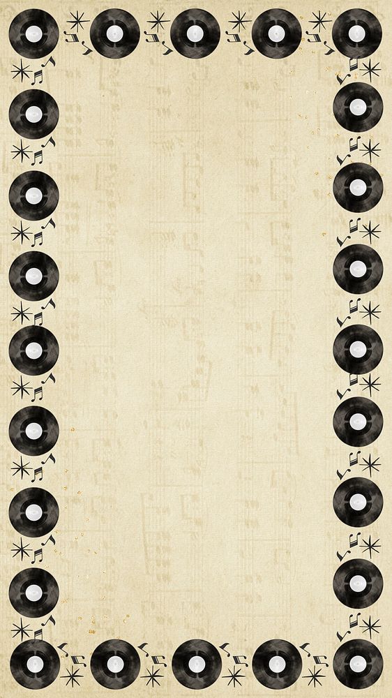 Vinyl record music phone wallpaper, retro patterned frame background