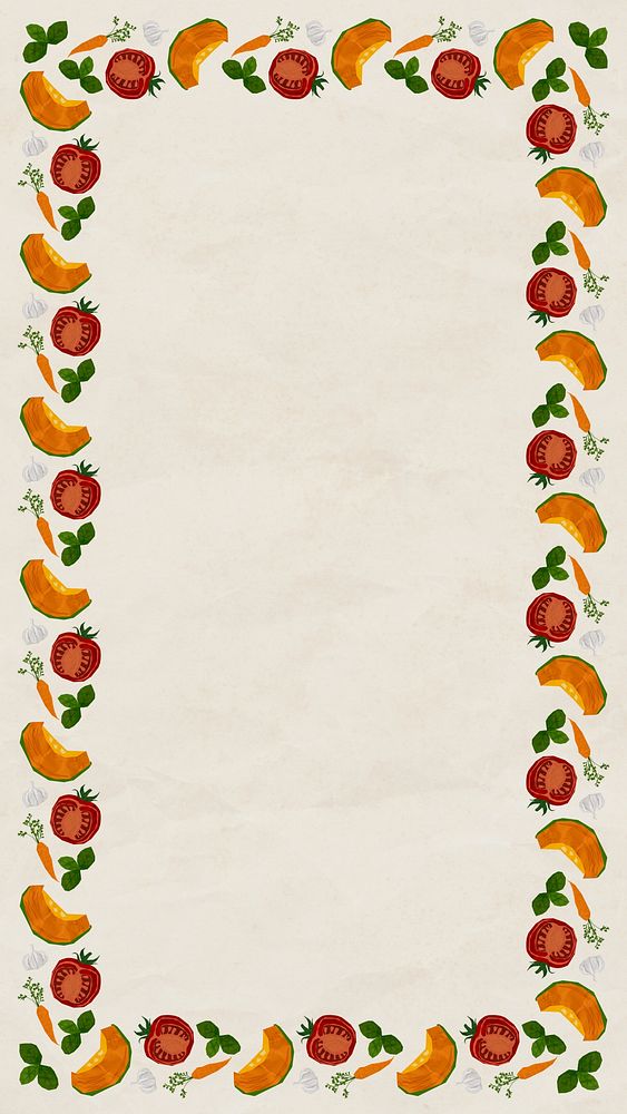 Vegetables patterned frame phone wallpaper, paper textured background