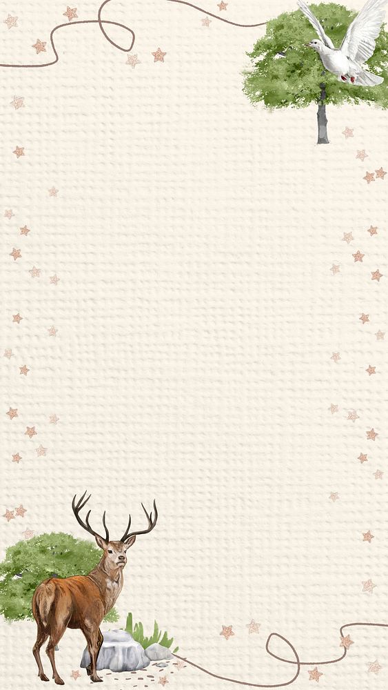 Aesthetic stag frame iPhone wallpaper, wildlife and nature background