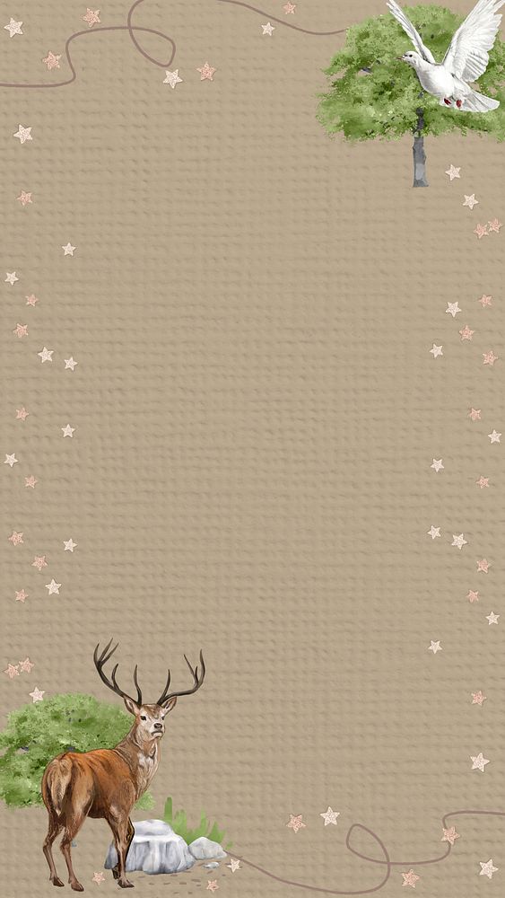 Aesthetic stag frame iPhone wallpaper, wildlife and nature background