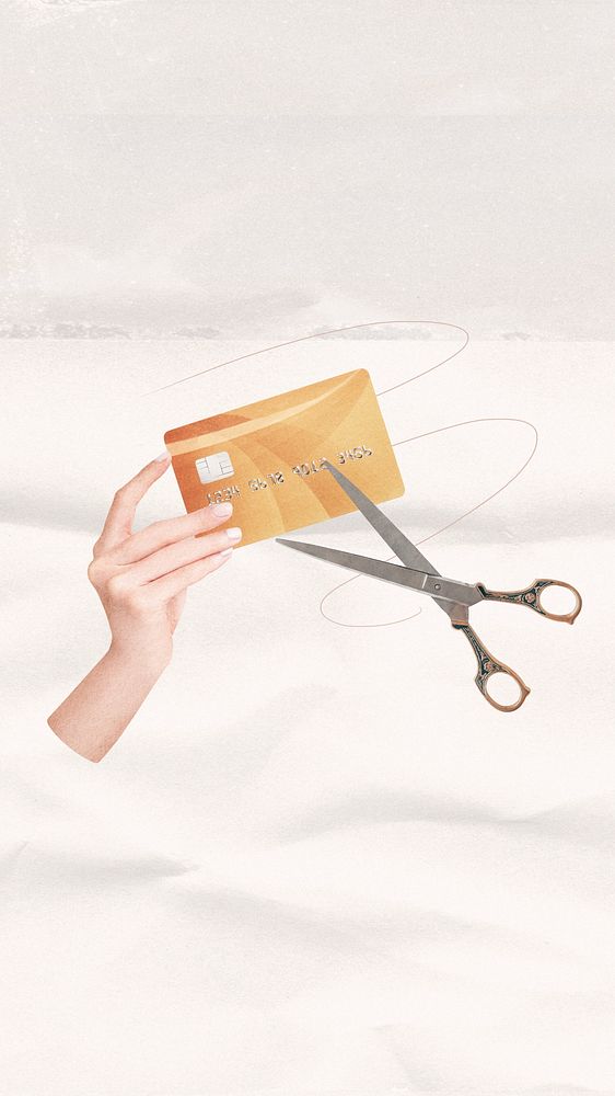 Cutting credit card phone wallpaper, finance background